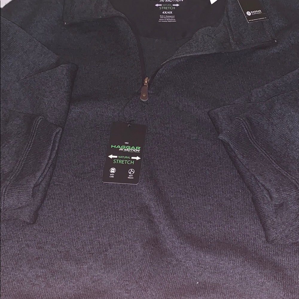 4XL 4 way stretch pullover 1/4 zip dark grey